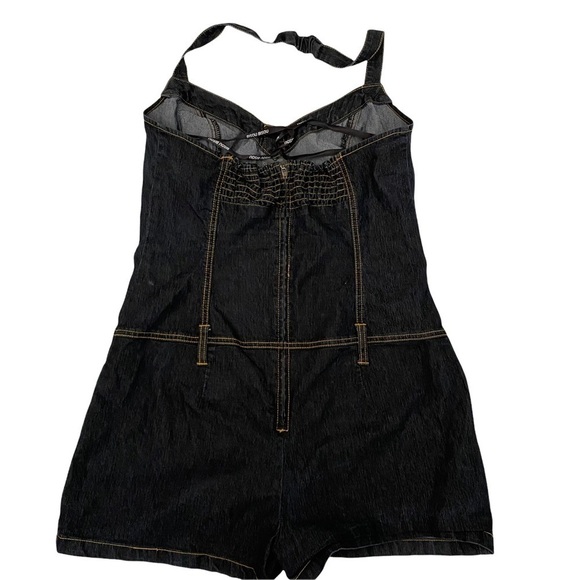 Bisou Bisou Dark Wash Denim Romper Halter Neck Sz 14 Junior - Picture 3 of 9